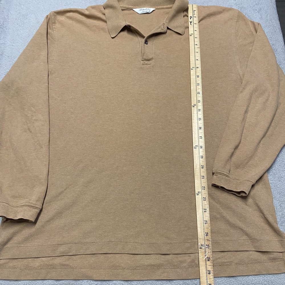Vintage Brooks Brothers Polo Shirt Mens Large Brown Khaki Long Sleeve Preppy - Picture 4 of 6